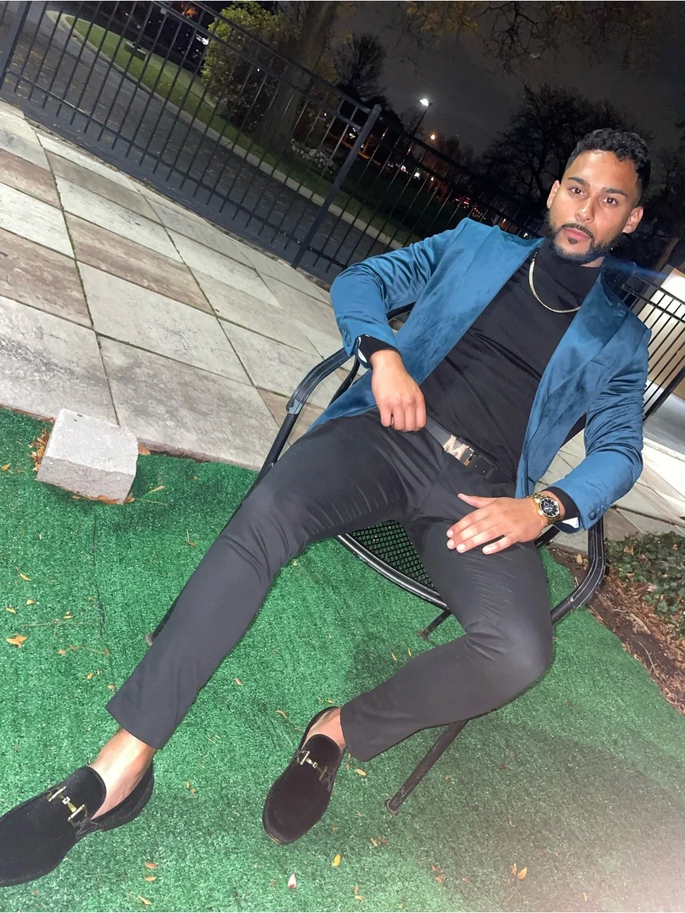 Express Teal Velvet Single-Button Blazer/Tux